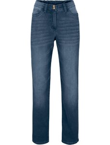 bonprix Termo džínsy rovné s push up efektom a pohodlným lemom, farba modrá