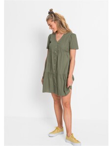 bonprix Blúzkové šaty na gombičky, farba zelená