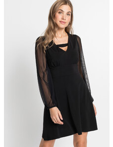 bonprix Džersejové šaty so sieťovinovými rukávmi, farba čierna