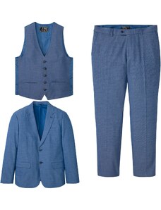 bonprix 3-dielny oblek: sako, nohavice, vesta, farba modrá, rozm. 52