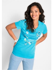 bonprix Bavlnené tričko s krátkym rukávom, farba modrá