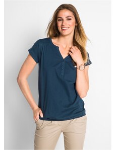 bonprix Tričko s krátkym rukávom, bavlnené, farba modrá