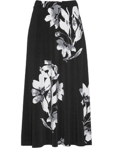 bonprix Džersejová sukňa s kvetovaným vzorom, farba čierna, rozm. 56/58