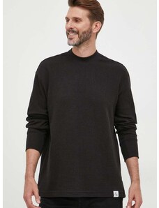 Bavlnené tričko s dlhým rukávom Calvin Klein Jeans čierna farba, jednofarebný