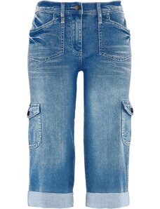 bonprix Kapsáčové strečové džínsy, capri-dĺžka, farba modrá
