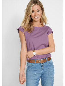 bonprix Bavlnené tričko s krátkym rukávom, farba fialová