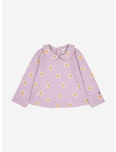 Tričko s dlhým rukávom pre bábätká Bobo Choses fialová farba, s golierom