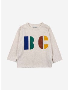 Detské bavlnené tričko s dlhým rukávom Bobo Choses béžová farba, s potlačou