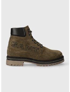 Semišové členkové topánky Gant Palrock pánske, zelená farba, 27643363.G710