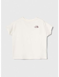 Detské bavlnené tričko The North Face G VERTICAL LINE S/S TEE biela farba