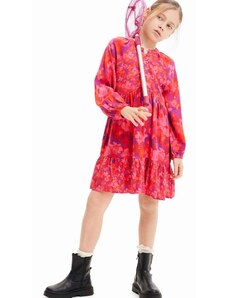 Dievčenské šaty Desigual červená farba, midi, áčkový strih