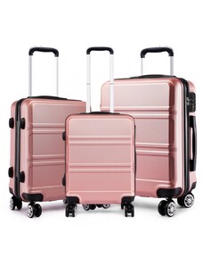 Konofactory Ružová sada luxusných kufrov s TSA zámkom "Travelmania" - veľ. M, L, XL