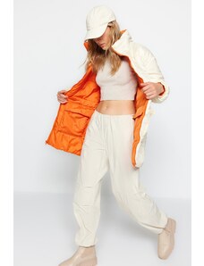 Trendyol béžovo-viacfarebný oversize kabát obojstranný, nositeľný, vodoodpudivý, prešívaný nafukovací kabát