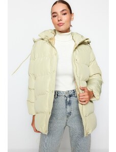 Trendyol Collection Vodoodpudivý mätový kabát s kapucňou