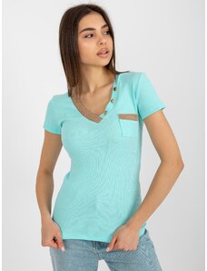 Fashionhunters Mint ribbed blouse with decorative buttons
