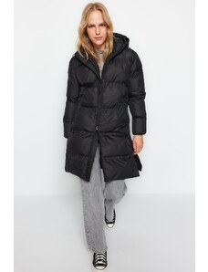 Trendyol Black oversize vodoodpudivý vodoodpudivý kabát dlhý nafukovací kabát