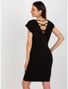 Fashionhunters Čierne teplákové šaty s vreckami od OCH BELLA