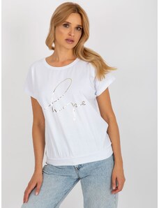 Fashionhunters White cotton blouse with RUE PARIS inscription