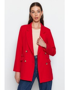 Trendyol Collection Tmavočervená oversize podšitá tkaná bunda s dvojitým zapínaním