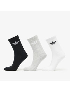 adidas Originals Pánske ponožky adidas Trefoil Cushion Crew Sock 3-Pack White/ Medium Grey Heather/ Black