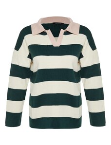 Trendyol Khaki Wide fit Color Block Pletený sveter
