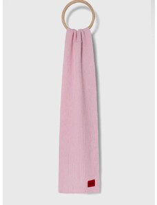 Vlnený šál HUGO ružová farba, jednofarebný