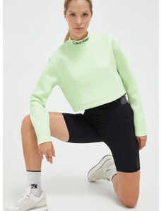 Tréningová mikina Calvin Klein Performance zelená farba, s potlačou