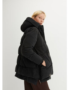 bonprix Oversize zimná bunda s kapcňou z recyklovaného polyesteru, farba čierna