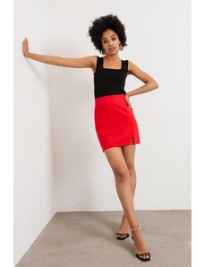 Lafaba Women's Red Slit Mini Skirt