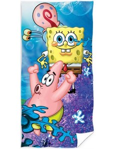 Carbotex Detská plážová osuška SpongeBob s Garym a Patrikom - 100% bavlna - 70 x 140 cm