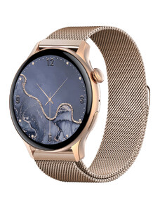 Smart hodinky Madvell Talon s volaním cez bluetooth púdrovo zlaté s púdrovym kovovým magnetickým remienkom