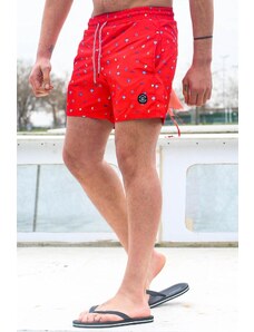 Madmext Red Patterned Men's Marine Shorts 6367
