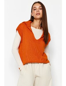 Trendyol oranžový mäkký textúrovaný polo golier pletený sveter