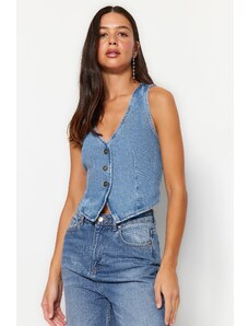 Trendyol Collection Modrá džínsová vesta