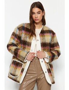 Trendyol viacfarebný prémiový oversized obojstranný prešívaný kabát
