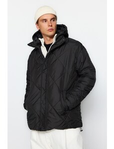 Trendyol Collection Čierna oversize Fit ľahká prešívaná bunda s kapucňou a kapucňou