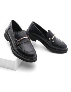 Marjin Women's Loafers Loafers Casual Buckle Casual Shoes Foryewear Black.