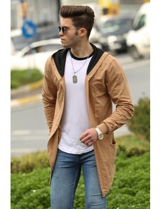 Madmext Camel Torn Detailed Cardigan 4093