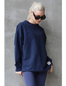 Madmext Navy Blue Basic Oversized Women's Sweatshirt