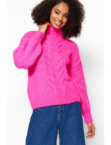 Trendyol ružový úplet detailný pletený sveter