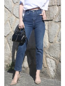 Madmext Dark Blue Slim Fit Women's Mom Jeans