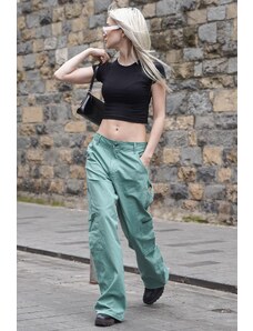 Madmext Mint Green Straight Fit Cargo Trousers