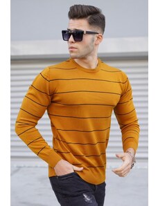 Madmext Mustard Striped Knitwear Sweater 5177