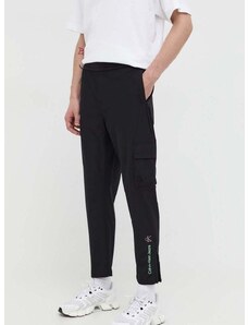 Nohavice Calvin Klein Jeans pánske, čierna farba, priliehavé
