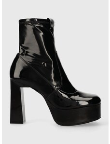 Členkové topánky Armani Exchange dámske, čierna farba, na podpätku, XDM013.XV753.00002