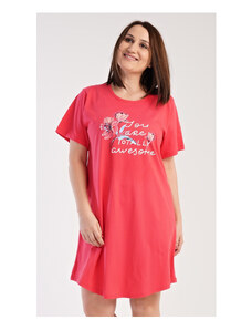 Vienetta Dámska nočná košeľa s krátkym rukávom Casandra, farba korálová, 100% bavlna