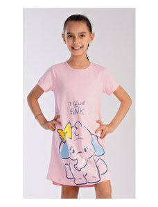 Vienetta Secret Dětská noční košile s krátkým rukávem Slon, farba svetle lososová, 100% bavlna