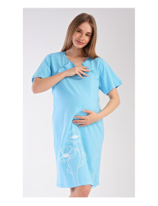 Vienetta Dámska materská nočná košeľa Leontína, farba světle modrá, 100% bavlna