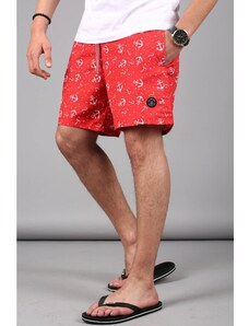 Madmext Anchor Patterned Red Men's Beach Shorts 6366