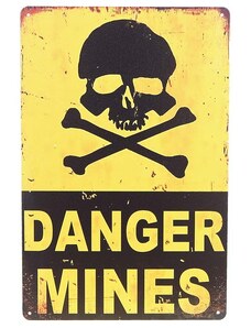 Plechová tabula Danger Mines 20x30